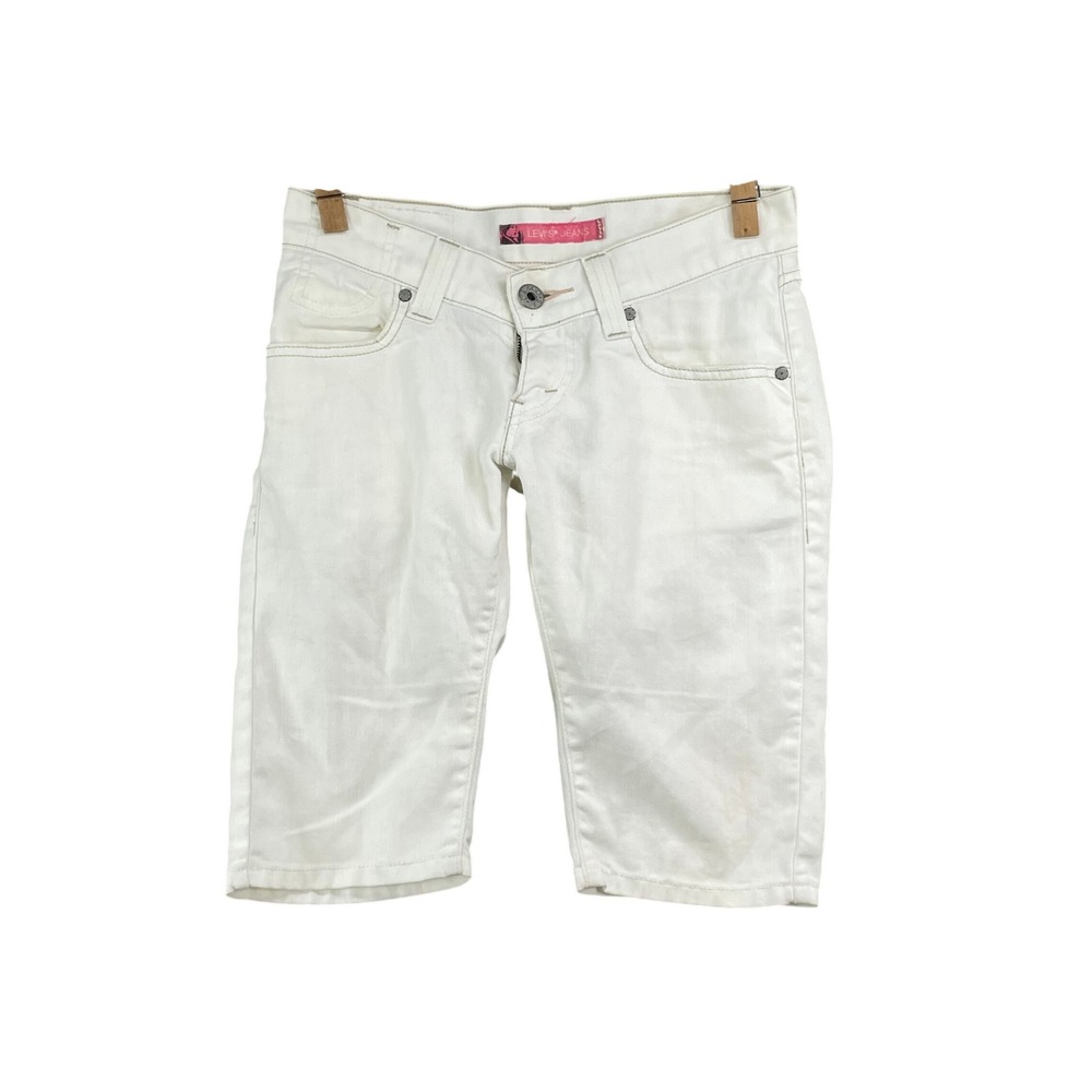 Levi's Bermuda Shorts Womens 3 White Denim Stretch Knee Length Casual Summer